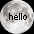 The same tiny picture of the moon, with the word 'hello' drawn onto it.