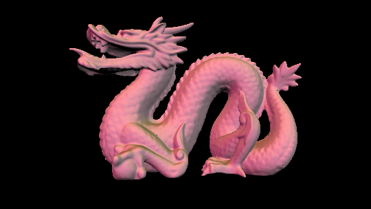 A corrected render of the Stanford dragon. While the colours are slightly more dull, the shading is more natural.
