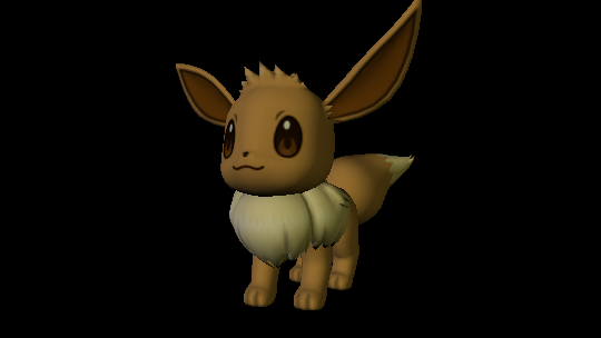 A low-poly model of the character Eevee extracted from the game Pokémon X. The character is textured as in the game.