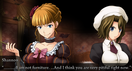 Sayo saying to Beatrice: “…………I am not furniture. …And I think you are very pitiful right now.”