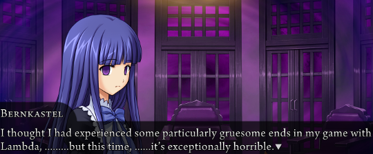 Bernkastel says to us: “I thought I had experienced some particularly gruesome ends in my game with Lambda, ………but this time, ……it’s exceptionally horrible.”
